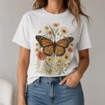 thumbnail image 5 of Monarch Butterfly Wildflower Graphic T-Shirt – Vintage Botanical Meadow Tee, Unisex Sizes S–4XL, 5 of 9