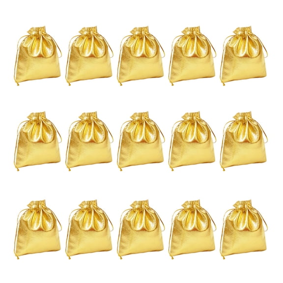 WAXIAYUZ Gold Mini Drawstring Bags 100pcs Wedding Party Favor Gift Candy Pouches 12X9CM