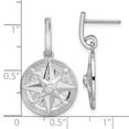 thumbnail image 2 of 925 Sterling Silver Rhodium Plated Cubic Zirconia Compass Dangle Post Earrings 27.3x16mm Wide Dangle Earring for Women, 2 of 2