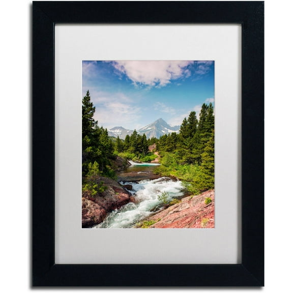 Trademark Fine Art "Glacial Creek" Canvas Art by Michael Blanchette Photography White Matte, Black Frame