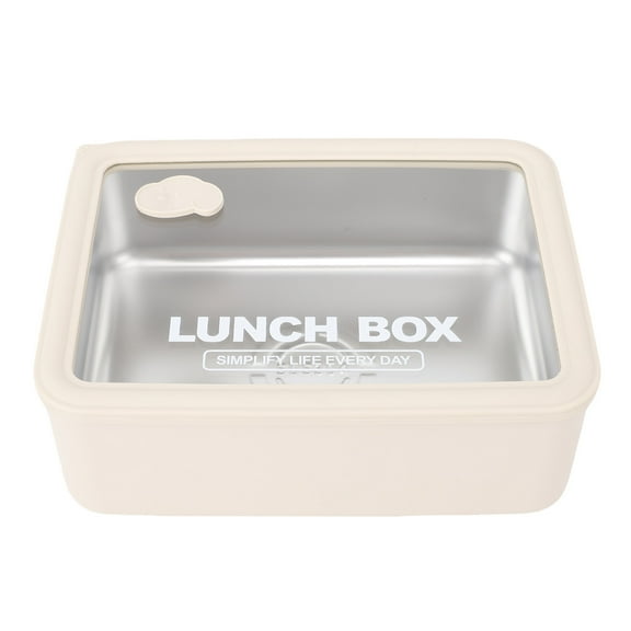 304 Stainless Steel Lunch Box, 243oz Visible Microwave Safe Container for School, Office, Travel Beige