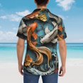 thumbnail image 4 of Balery Colorful Koi Fish Art Camisas hawaianas de manga corta para hombre, camisas playeras de corte holgado, camisas de vacaciones con botones,X-Large, 4 of 7
