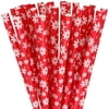 Just Artifacts Christmas Party Patterned Premium Biodegradable Paper Straws (100pcs, Red Winter Snowflake)