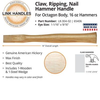 

Link Handles 65406 14 Claw Ripping Nail Hammer Handle Octagon Body for 16 Oz Hammers (min qty 12 each)