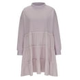 thumbnail image 6 of FEIFLY Women Oversized Pullover Sweatshirt Dress Long Sleeve O-Neck Patchwork Ruffle Loose Sweatshirts Solid Color Comfort Winter Autumn Tops, 6 of 8