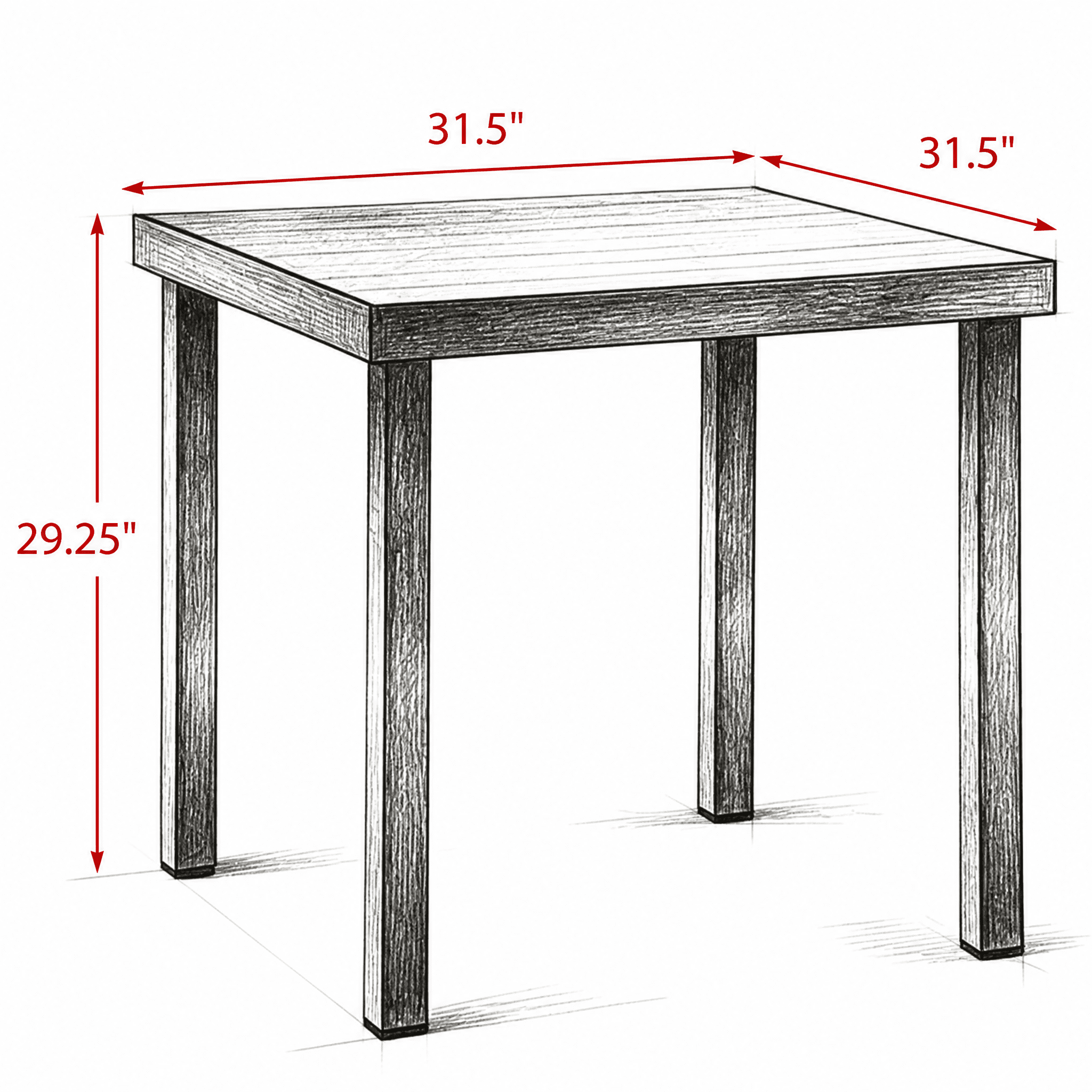 Outdoor Dining Table for 4 Persons, Square Wood-Like Top Patio Table with Lightweight Sturdy Aluminum Frame, Anti-Slip Footpads, Easy to Clean