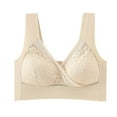 thumbnail image 2 of Swuxness Womens Comfortable Wireless Bra, Women's Push Up Bras, Women's Plus Size No Underwire Pressure Reducing Straps Seamless Racerback Lace Everyday Bra Beige, XXL, 2 of 2