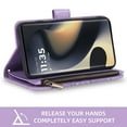 thumbnail image 3 of Asuwish Compatible with Motorola Edge 5G 2024 Wallet Phone Case and Tempered Glass Screen Protector Flower Faux Leather Flip Credit Card Holder Stand Zipper Cell Cover for Moto Edge2024 Women Purple, 3 of 8