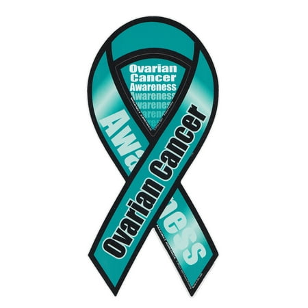 Cancer Awareness Stickers - Magnetic Bumper Sticker - Ovarian Cancer Awareness - Ribbon Shaped Support Magnet - 4