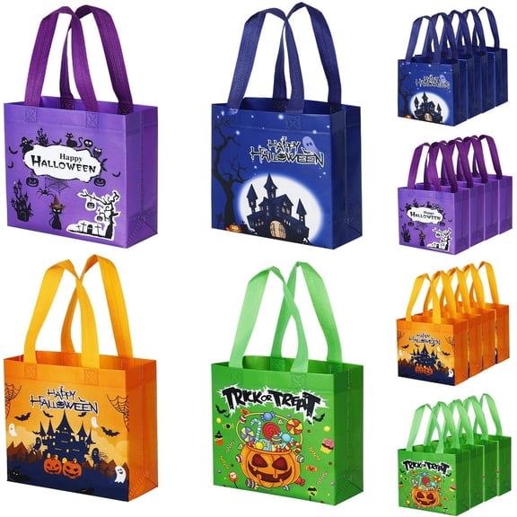 8/12/16 Packs Halloween Bags Trick or Treat Bags Reusable Halloween Party Bags for Kids Party Halloween Sweet Bags With Handles Halloween Treat Bags Gift Bags