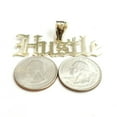 thumbnail image 3 of New 10k yellow Gold Hustle word Pendant charm polished shiny fine jewelry 6.3g, 3 of 12