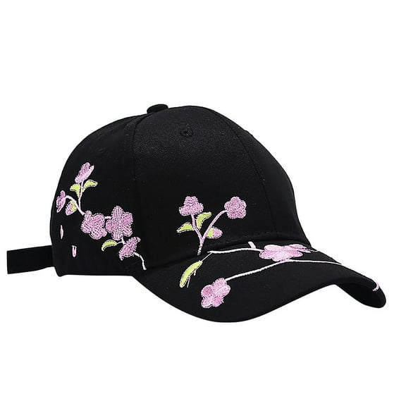 Clearance! Baberdicy Fashion Men and Women Floral Embroidery Peaked Cap Sun Hat Baseball Cap Black