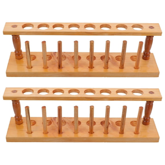 2pcs Wooden Test Tube Racks Practical Test Tube Stands 8-slot Test Tube Storage Racks