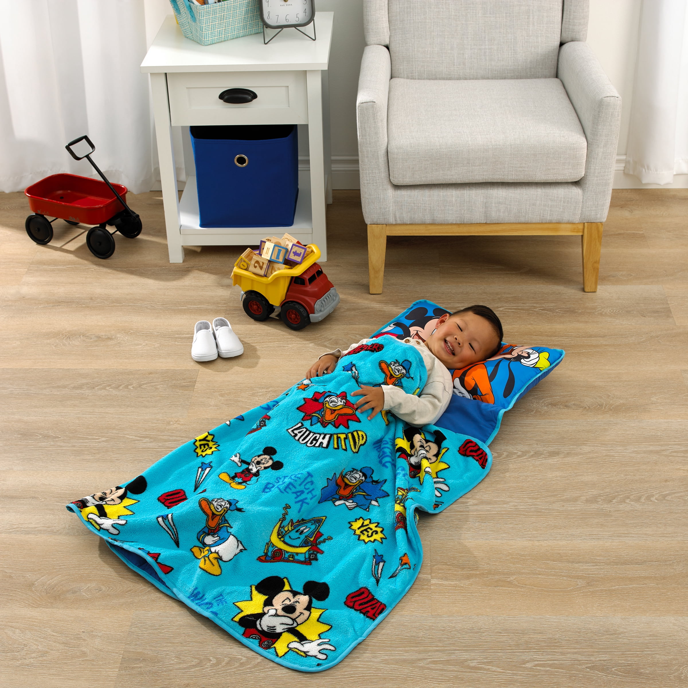 Disney Mickey Mouse Funhouse Crew Blue Toddler Nap Mat, Preschool Boy, Polyester