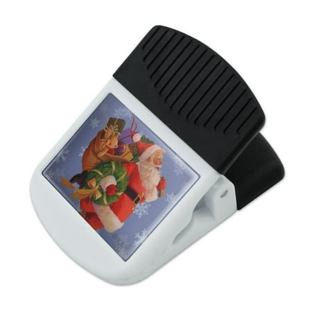

Christmas Holiday Here Comes Santa Refrigerator Fridge Magnet Magnetic Hanging Hook Note Snack Clip