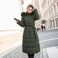 thumbnail image 1 of Chaqueta de algodón para mujer, ajustada, hasta la rodilla, gruesa, de algodón, para invierno, 1 of 5