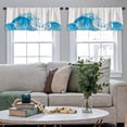 thumbnail image 4 of LALILO Kitchen Curtain Valance Waves Theme Cartoon Wave Rod Pocket Window Curtain 52"x 18" Set of 2, 4 of 5