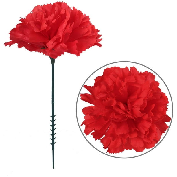 Larksilk Red Silk Carnation Picks, Artificial Flowers for Weddings