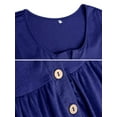 thumbnail image 4 of Chama Women's Plus Size V Neck Short Sleeve Henley Shirt Buttons Up Pleated Tunic Tops, 4 of 7