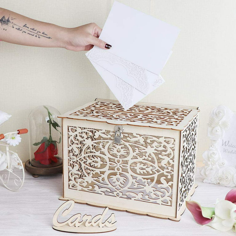 Project Retro DIY Rustic Wedding Card Box with Lock and Card, Sign