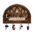 thumbnail image 2 of Multifunctional Wooden Wall Art Keychain Holder With Welcome Sign And Four Hooks For Home, 2 of 7