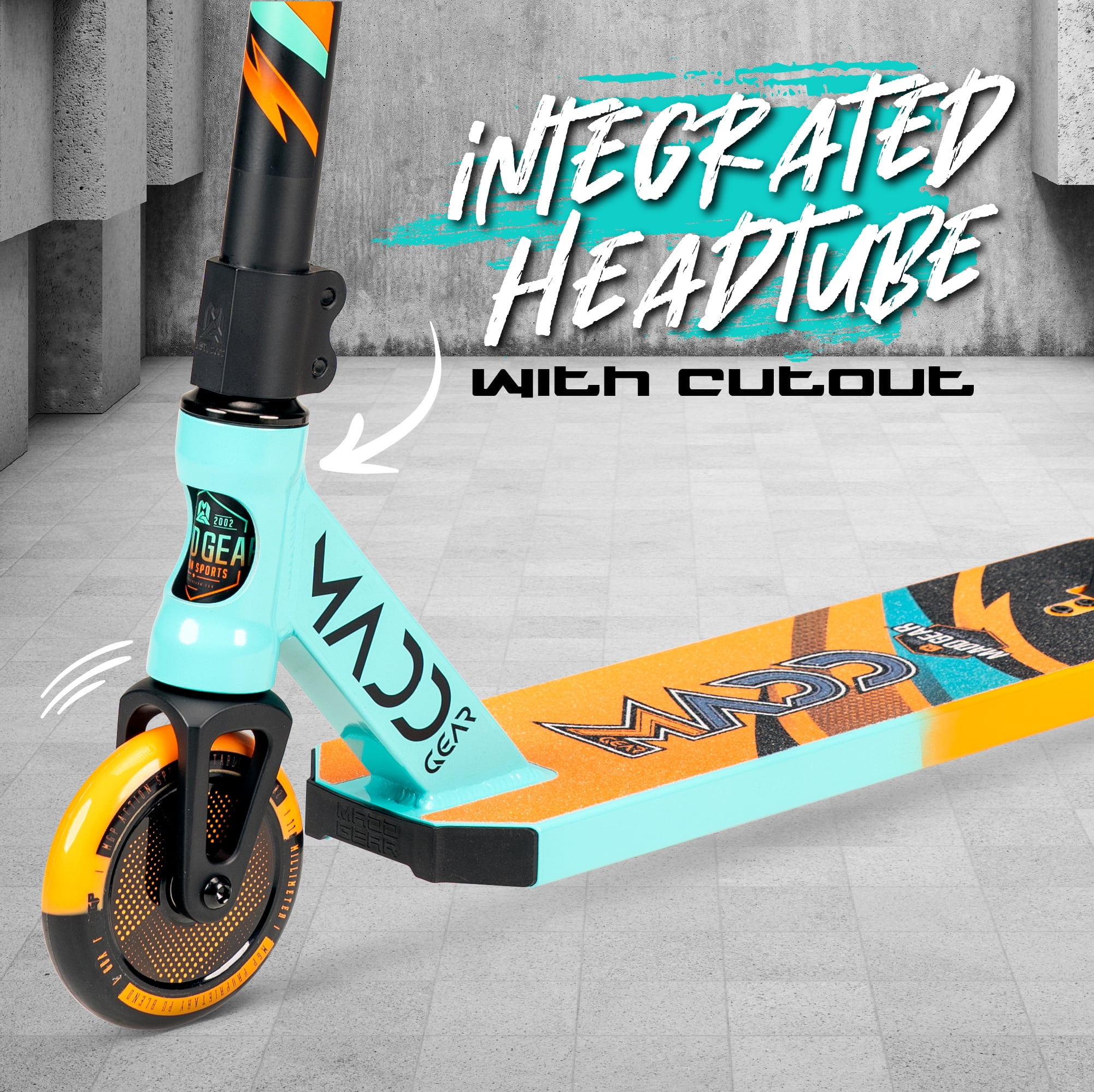 Madd Gear Kick Pro Stunt Scooter for Ages 6 + Strong Aluminum 5" Wide Lightweight Deck - Designed for Skatepark Use