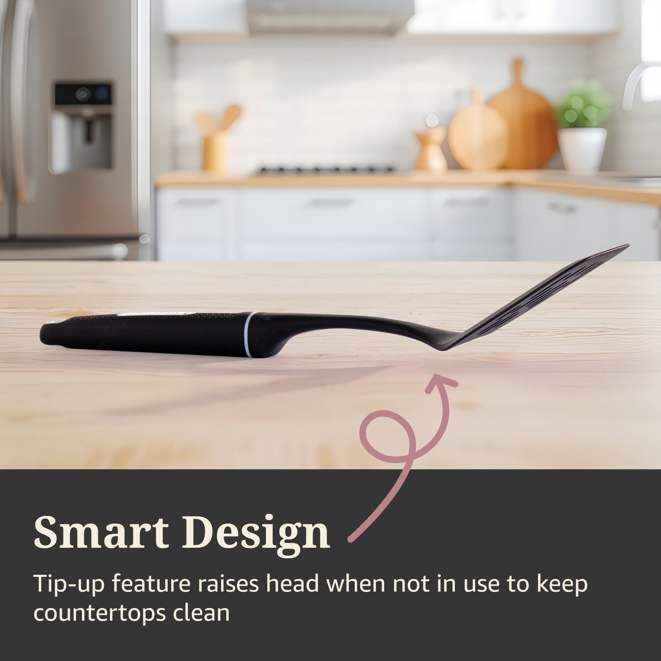 Farberware Soft Grips Nylon Slotted Spatula/Turner Black with Slate Blue Accents