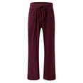thumbnail image 3 of Women's cotton and linen leggings, high-waisted, casual, loose-fitting, straight-leg with pockets., 3 of 9