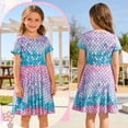 thumbnail image 3 of Benylion Little Girls Dress Mermaid Short Sleeve Toddler Summer Sundress for 9-10 years, 3 of 6