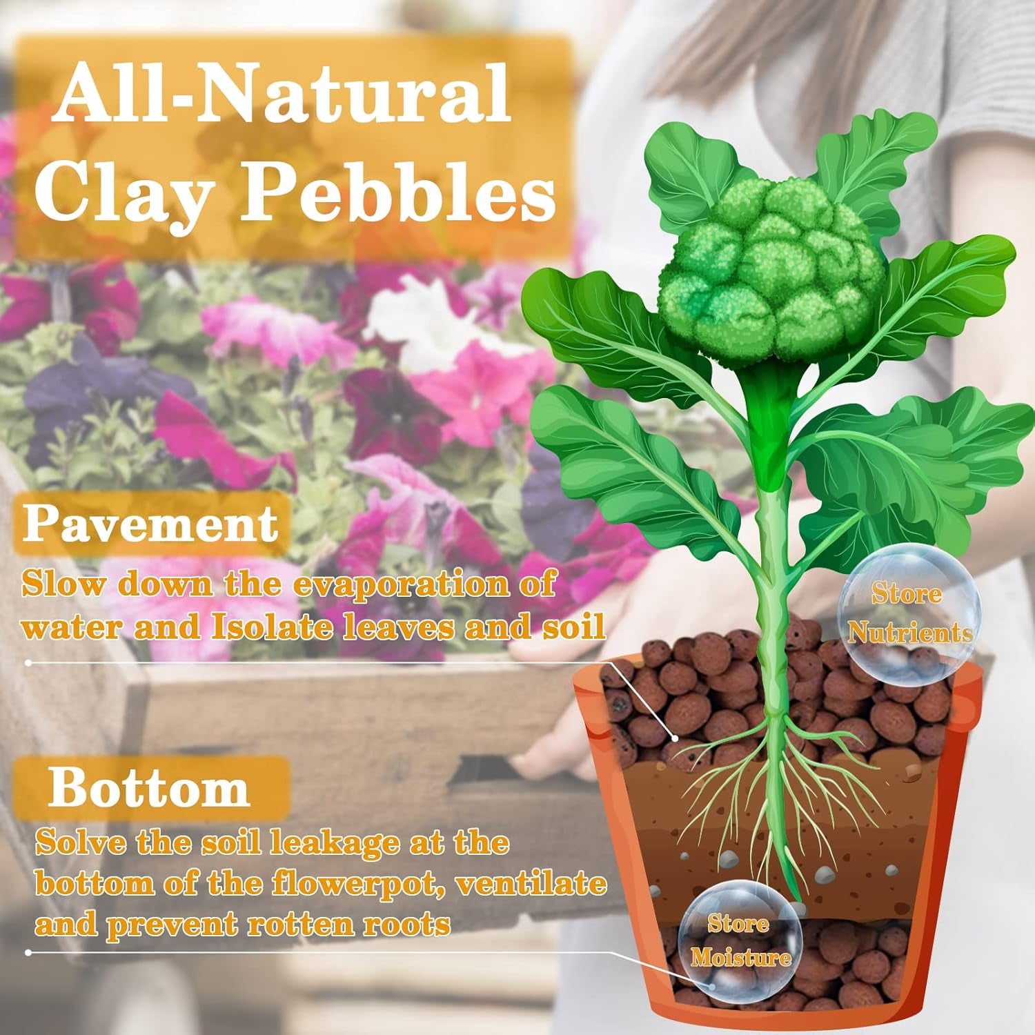 10 lb Organic Leca Clay Pebbles for Plants, 4mm-16mm 100% Natural Leca Balls for Indoor Plants, Hydroton Clay Pebbles for Plants Hydroponic Aquaponics Growing Orchid Drainage Terrarium