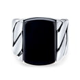 thumbnail image 2 of Bling Jewelry Mens Large Rectangle Black Onyx Stone Chain Link Signet Ring .925 Sterling Silver, 2 of 4