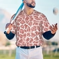 thumbnail image 5 of Zufioo Rose Gold Abstract Spots Print Men's Baseball Short Sleeve, Moisture Wicking Button-Down Hip Hop Tee-Medium, 5 of 7