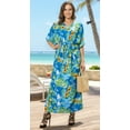 thumbnail image 3 of HAPPY BAY Women's Summer Loungewear Casual Kaftan Beach Cover Up Slit Dress Maxi Dresses Caftans for Women 2X-3X Sea, Floral, 3 of 4