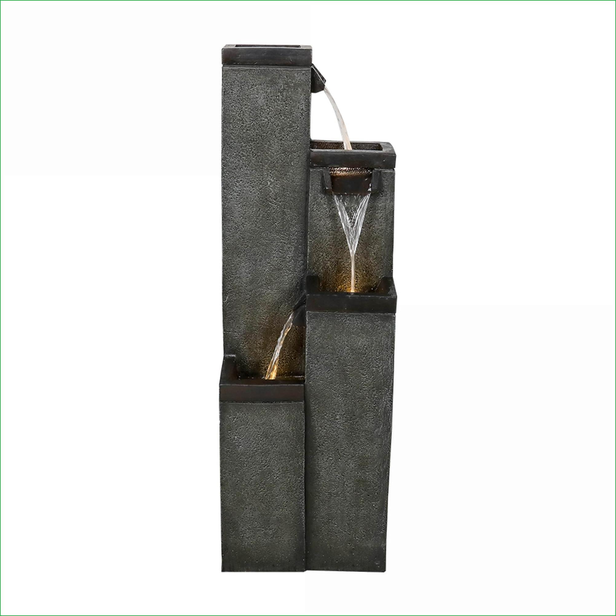 Fountains | Modern 4-Tier Cascading Water Fountain with LED Lights, 39.3" for Indoor Outdoor Garden Patio | Resin | Tiered Waterfall Fountain