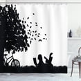 thumbnail image 1 of Ambesonne Black and White Shower Curtain, Girl with Bike, 69"Wx75"L, Black and White, 1 of 3