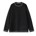 thumbnail image 4 of LYSMORA Men's Crew Neck Contrast Stitch Pullover Sweatshirt, Long Sleeve Loose Fit Casual Street Daily Tops, 4 of 8