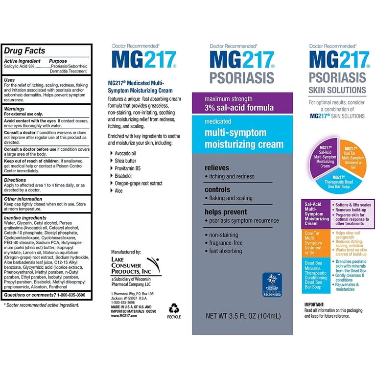 MG217 Psoriasis Relief Treatment Cream, Anti-Itch, Medicated Multi
