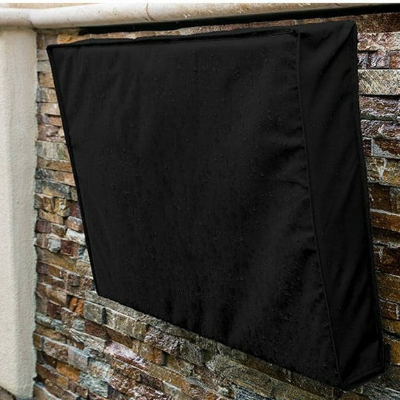 Outdoor TV Cover for 55-58Inches with Bottom Cover Weatherproof and Material with Free Microfiber Cloth Protect Your (Black)