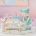 thumbnail image 6 of First Baby Doll Plush Rag Doll Sleeping Cuddle Buddy Doll Soft Baby Doll for Girls Wear Green Polka Dot Dress 13", 6 of 11