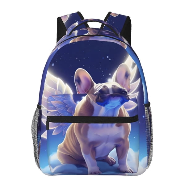 Easygdp Night Sky Winged French Bulldog Mochila Ergonómica Versátil para Laptop - Múltiples Bolsillos, Correas Ajustables, Unisex para Escuela, Viajes y Actividades al Aire Libre-One Size