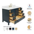 thumbnail image 3 of ARIEL Cambridge 48" Midnight Blue Bathroom Vanity, 1.5" Edge Carrara White Quartz Countertop & Splash, Rectangular Sink, 2 Soft Closing Doors, 9 Full Extension Dovetail Drawers, Satin Brass, 3 of 8
