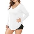 thumbnail image 2 of JYLFC Womens Plus Size Tops Long Sleeve T-shirts Casual Blouse, White XL, 2 of 4