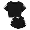 thumbnail image 4 of Grblisyd Short Sets for Girls Plaid Print T-Shirt and Shorts Set Loose Soft Summer Outfits Athletic Clothing Sets Black 12-13Y, 4 of 4