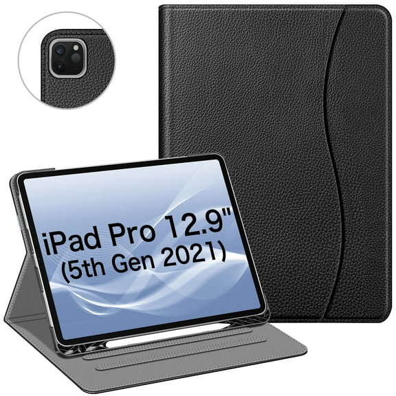Fintie Folio Case w/ Pocket for iPad Pro 12.9 (2021/2020/2018) - Multi-Angle Smart Stand Cover w/Pencil Holder, Auto Sleep/Wake for iPad Pro 12.9" 5/4th/3rd Generation