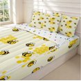 thumbnail image 3 of Erosebridal Watercolor Bee Zipper Full Size Comforter Sets with Fitted Sheet and 2 Pillowcases,Rustic Honeycomb Zipper Bedding Set,Cream Yellow,Polkadot Reversible,4pcs, 3 of 8