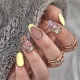 thumbnail image 4 of Fofosbeauty 24pcs Press on Nails, 2024 Fake Nails Almond Tips Design, Scrub Vintage Flowers Yellow, 4 of 10