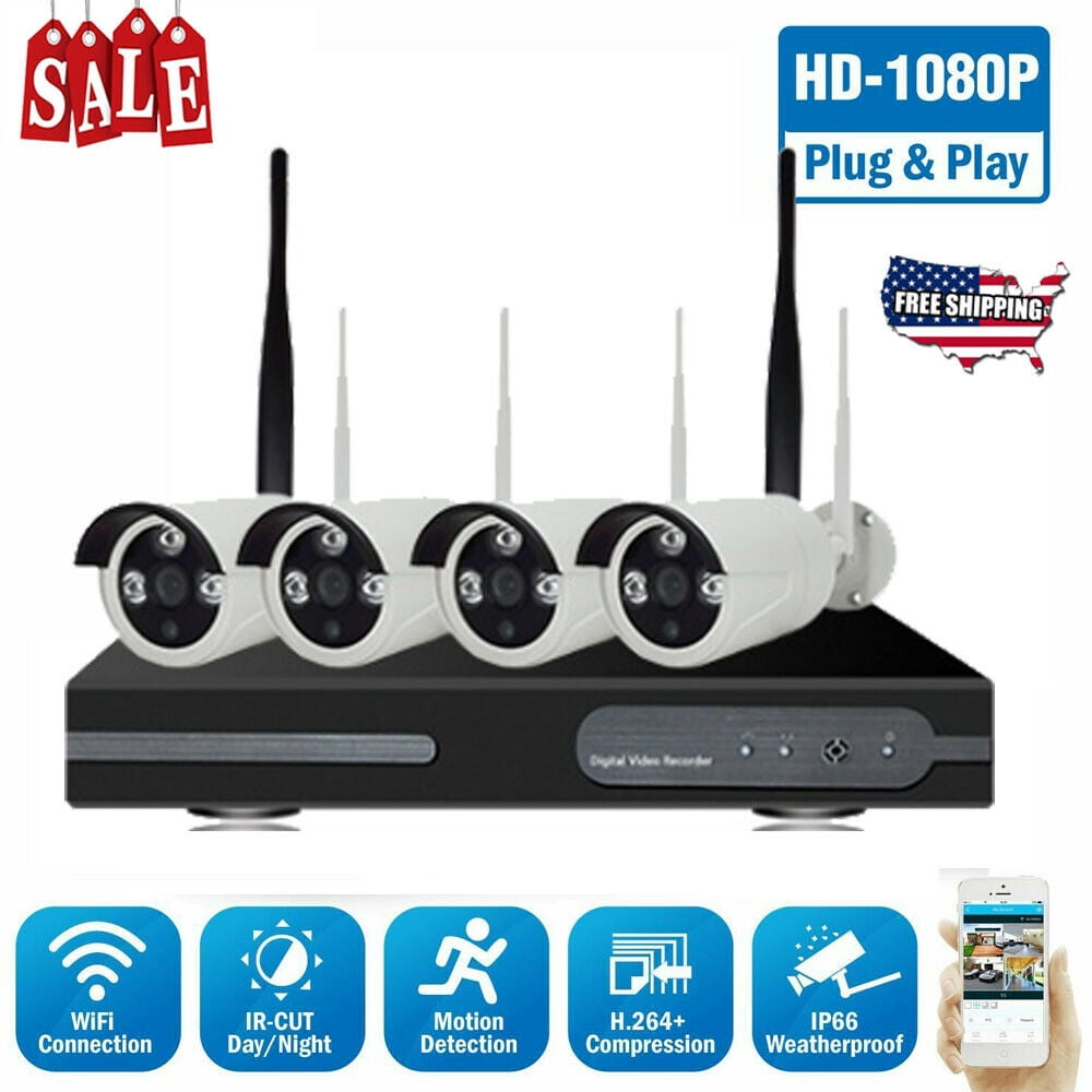 Wireless 8CH NVR HD 1080P Video WIFI CCTV IR Security Camera System