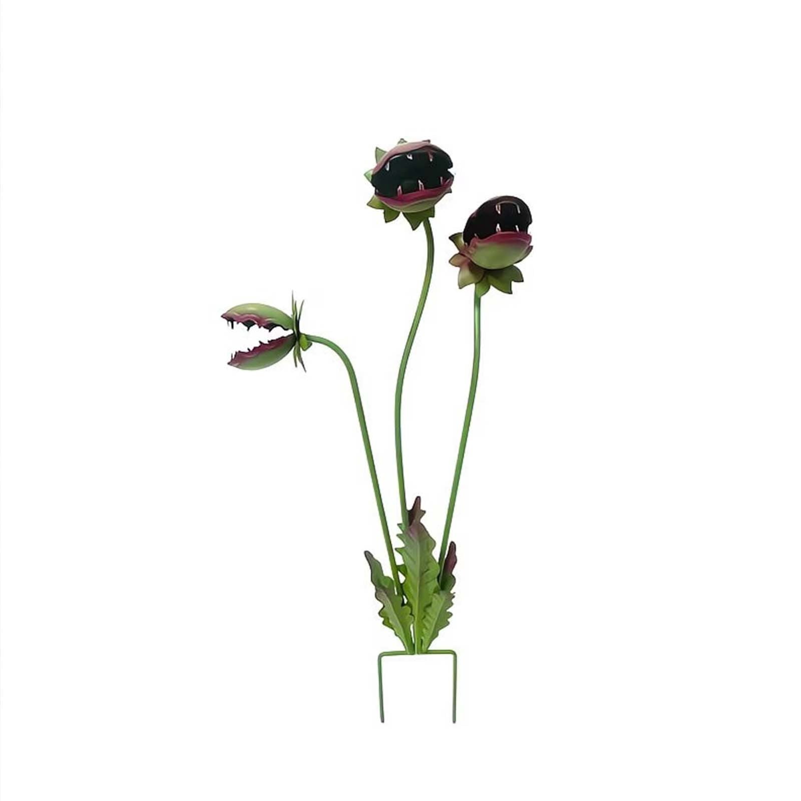 BZPIZ 25 In Metal Carnivorous Plant Garden Stake, Large Venus Flytrap Monster Plant Sculpture, Durable Carnivorous Plant Art Decor for Outdoor Yard Patios Lawn Planters Unique Gift for Men Women