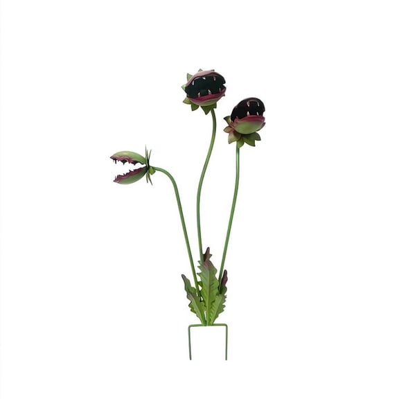 Carnivorous Plants Whimsical Metal Carnivorous Plant Garden Stake, 25 Inch Large Venus Flytrap Monster Plant Sculpture
