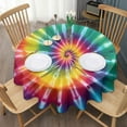 thumbnail image 3 of Rainbow Tie Dye Mandala Pattern Round Tablecloth 60"x60",Wrinkle Wipeable Table Cloth for Kitchen Dining Room Picnic Patio Party, 3 of 6